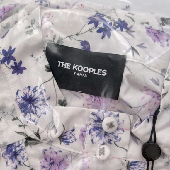 The Kooples - Short Printed Dress with Long Sleeves - Ecru/Lavender. Size:1(US). - Picture 4 of 16